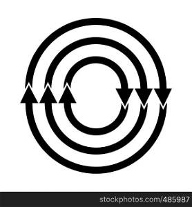 Six parallel semi-circular arrows, flat simple design