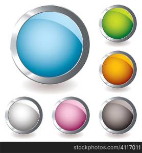 six round web icon button with bright colours and shadow