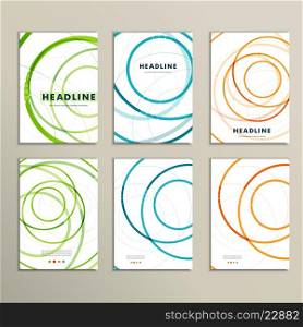 Six vector pattern with abstract circle brochures.. Six vector pattern with abstract circle brochures