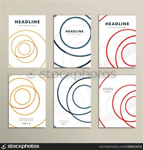 Six vector pattern with abstract circle brochures.. Six vector pattern with abstract circle brochures