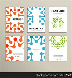 Six vector pattern with abstract figures brochures.. Six vector pattern with abstract figures brochures