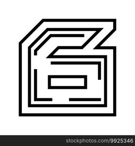 sixth number line icon vector. sixth number sign. isolated contour symbol black illustration. sixth number line icon vector illustration