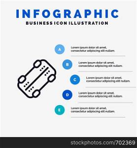 Skate, Skateboard, Sport Line icon with 5 steps presentation infographics Background