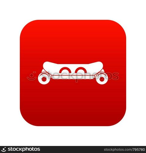 Skateboard deck icon digital red for any design isolated on white vector illustration. Skateboard deck icon digital red