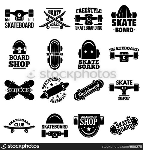 Skateboard logo set. Simple set of skateboard vector logo for web design on white background. Skateboard logo set, simple style