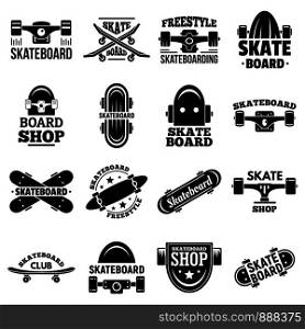 Skateboard logo set. Simple set of skateboard vector logo for web design on white background. Skateboard logo set, simple style