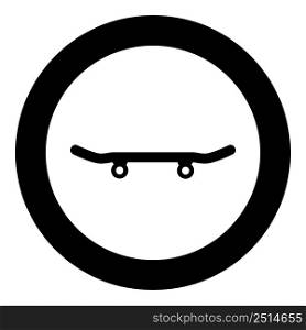 Skateboard longboard icon in circle round black color vector illustration image solid outline style simple. Skateboard longboard icon in circle round black color vector illustration image solid outline style