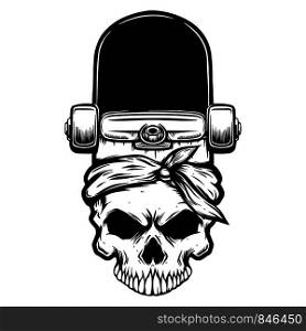 Skateboard with human skull. Design element for poster, card, flyer, emblem, sign. Vector illustration