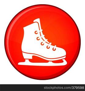 Skates icon in red circle isolated on white background vector illustration. Skates icon, flat style