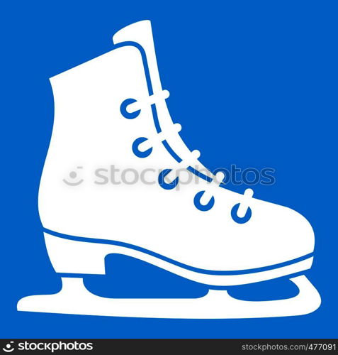 Skates icon white isolated on blue background vector illustration. Skates icon white