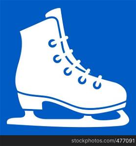 Skates icon white isolated on blue background vector illustration. Skates icon white