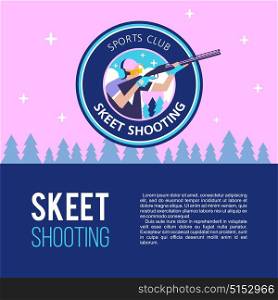 Skeet shooter. A professional sport. Vector logo. Banner with place for text.