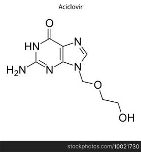 Skeletal formula of Aciclovir. Chemical molecule. . Template for your design. Skeletal formula of Chemical element