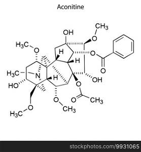 Skeletal formula of Aconitine. chemical molecule . Template for your design . Template for your design. Skeletal formula of chemical molecule.