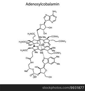 Skeletal formula of Adenosylcobalamin. Vitamin B 12 chemical molecule.. Skeletal formula of molecule.