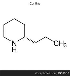 Skeletal formula of Coniine. chemical molecule . Template for your design . Template for your design. Skeletal formula of chemical molecule.