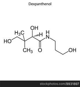 Skeletal formula of Dexpanthenol. Vitamin chemical molecule.. Skeletal formula of molecule.