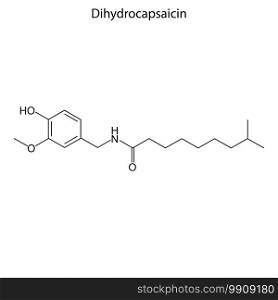 Skeletal formula of Dihydrocapsaicin. Chemical molecule. . Template for your design. Skeletal formula of Chemical element