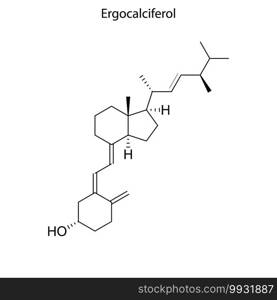 Skeletal formula of Ergocalciferol. Vitamin K 2  chemical molecule.. Skeletal formula of molecule.