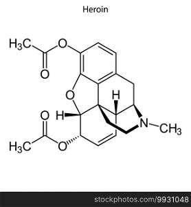 Skeletal formula of Heoin. chemical molecule . Template for your design . Template for your design. Skeletal formula of chemical molecule.