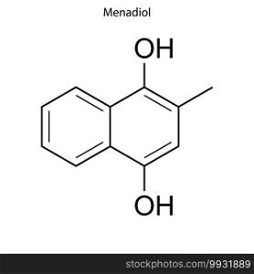 Skeletal formula of Menadiol. Vitamin K 4l chemical molecule.. Skeletal formula of molecule.