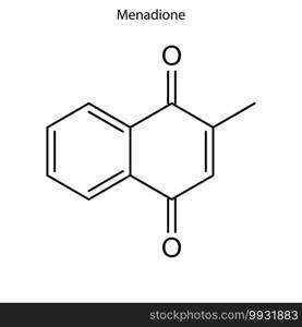 Skeletal formula of Menadione. Vitamin K 3  chemical molecule.. Skeletal formula of molecule.