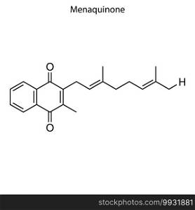 Skeletal formula of menaquinone. Vitamin K 2  chemical molecule.. Skeletal formula of molecule.