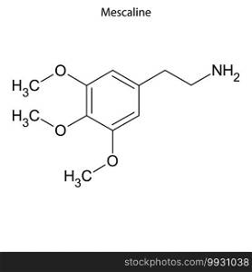 Skeletal formula of Mescaline. chemical molecule . Template for your design . Template for your design. Skeletal formula of chemical molecule.