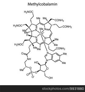 Skeletal formula of  Methylcobalamin. Vitamin B 12 chemical molecule.. Skeletal formula of molecule.