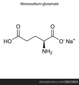 Skeletal formula of Monosodium glutamate. chemical molecule.. Skeletal formula of chemical molecule.