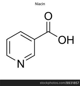 Skeletal formula of Niacin. Vitamin B 3 chemical molecule.. Skeletal formula of molecule.