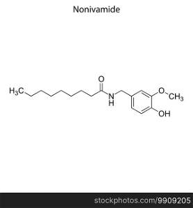 Skeletal formula of Nonivamide. Chemical molecule. . Template for your design. Skeletal formula of Chemical element