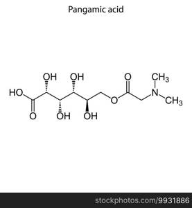 Skeletal formula of Pangamic acid. Vitamin B15 chemical molecule.. Skeletal formula of molecule.