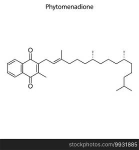 Skeletal formula of Phytomenadione. Vitamin K 1 chemical molecule.. Skeletal formula of molecule.