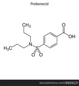 Skeletal formula of Probenecid  Probalan . Chemical molecule. . Template for your design. Skeletal formula of Chemical element
