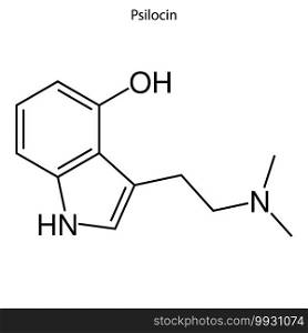 Skeletal formula of Psillocin. chemical molecule . Template for your design . Template for your design. Skeletal formula of chemical molecule.
