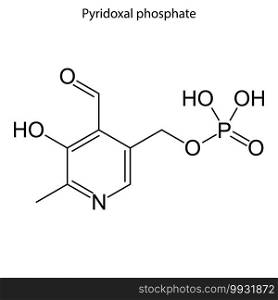 Skeletal formula of Pyridoxal phosphate. Vitamin B 6 chemical molecule.. Skeletal formula of molecule.