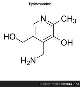 Skeletal formula of Pyridoxamine. Vitamin B 6 chemical molecule.. Skeletal formula of molecule.