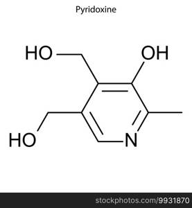 Skeletal formula of Pyridoxine. Vitamin B chemical molecule.. Skeletal formula of molecule.