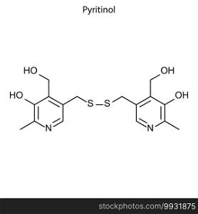 Skeletal formula of Pyritinol. Vitamin B 6 chemical molecule.. Skeletal formula of molecule.