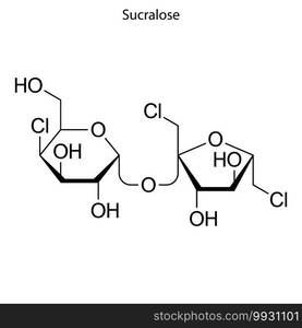 Skeletal formula of Sucralose. chemical molecule . Template for your design. Skeletal formula of chemical molecule.