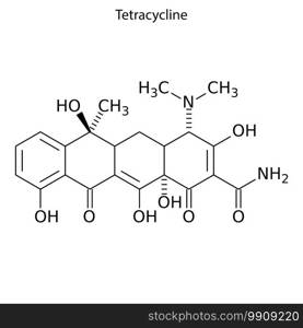 Skeletal formula of Tetracycline. Chemical molecule. . Template for your design. Skeletal formula of Chemical element