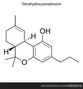 Skeletal formula of Tetrahydrocannabivarin. Chemical molecule. . Template for your design. Skeletal formula of Chemical element