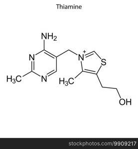 Skeletal formula of Thiamine. Chemical molecule. . Template for your design. Skeletal formula of Chemical element