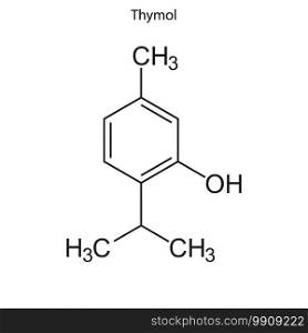Skeletal formula of Thymol. Chemical molecule. . Template for your design. Skeletal formula of Chemical element