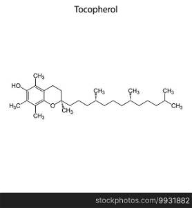 Skeletal formula of Tocopherol. Vitamin E  chemical molecule.. Skeletal formula of molecule.