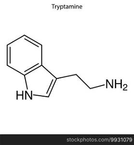 Skeletal formula of Tryptamine. chemical molecule . Template for your design . Template for your design. Skeletal formula of chemical molecule.