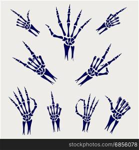Skeleton hands signs on grey background. Skeleton hands signs on grey background, vector illustration