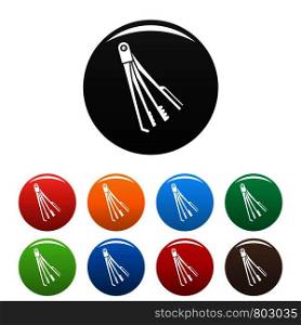 Skeleton key icons set 9 color vector isolated on white for any design. Skeleton key icons set color