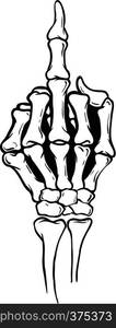 Skeleton shows middle finger, vector illustration, white background